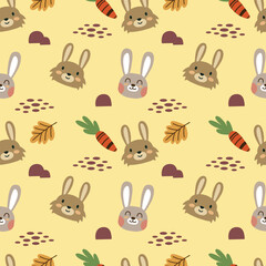 Cute rabbit seamless pattern premium vector
