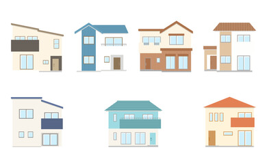 主線なしのおしゃれな家のイラストセット