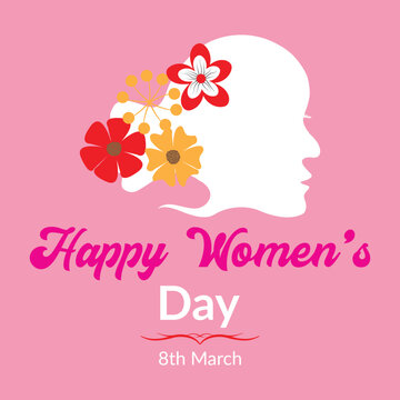 Happy Women's Day trendy abstract square art templates. women empowerment, equal rights vector image. 8 march women's day vector for social media posts, banners design and internet ads.