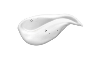 Liquid gel or beauty serum swatch smear smudge on white background. Transparent cosmetic skincare product swatch with bubbles texture isolated on white.	