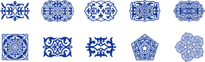 Islamic ornament vector, persian motiff. Asian floral designs. Abstract Asian elements of the national pattern of the ancient nomads of the Kazakhs, Kyrgyz, Mongols, Tatars, Uzbeks, Tajiks and other