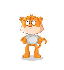 tiger lifting rock cartoon character vector