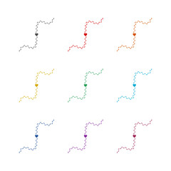 Silhouette of sport running shoes trail icon isolated on white background. Set icons colorful