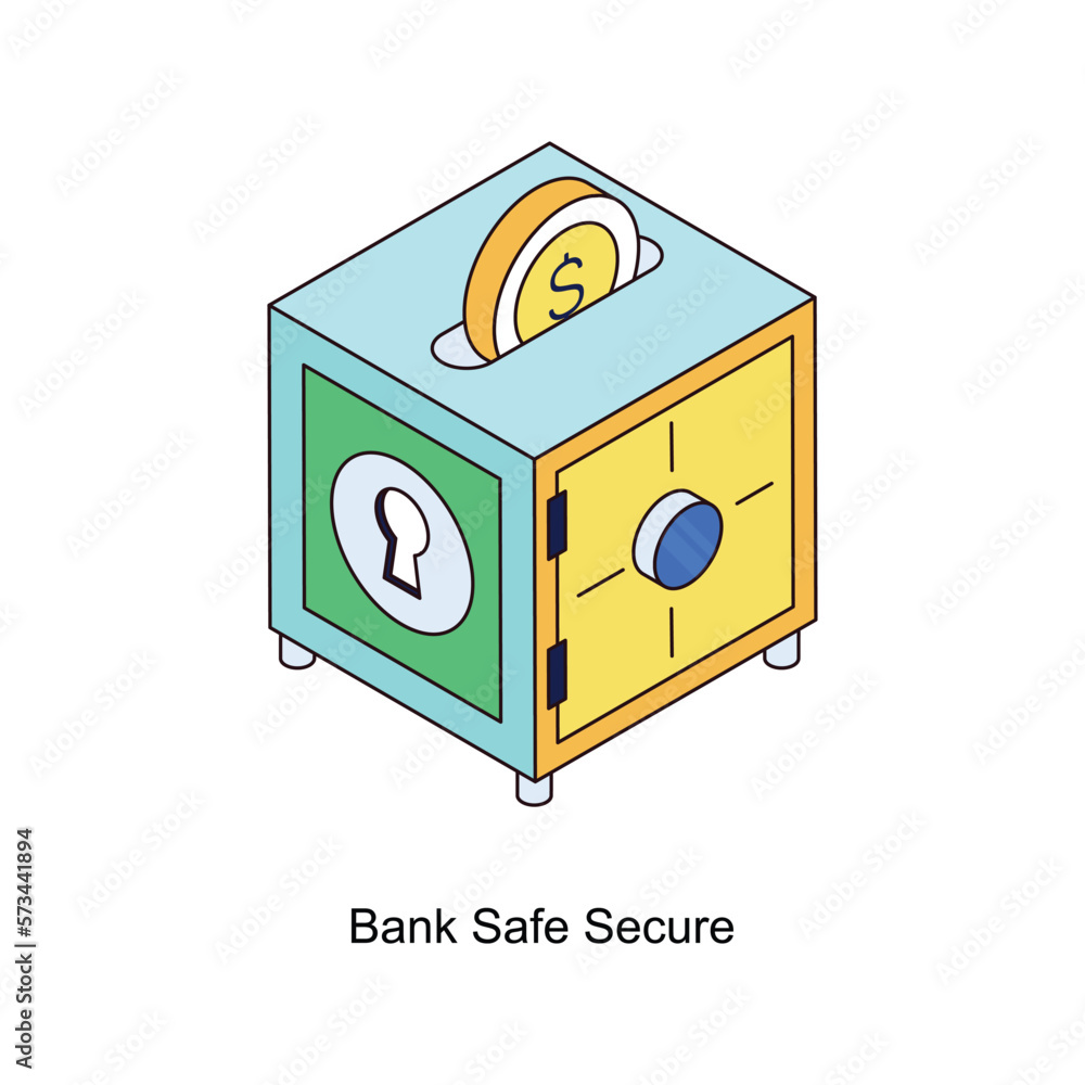 Poster Bank Safe Secure Vector Isometric Filled Outline icon for your digital or print projects.