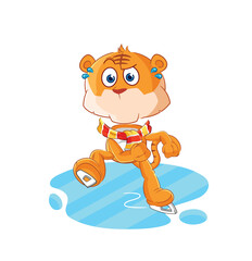 tiger ice skiing cartoon. character mascot vector