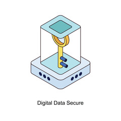 Digital Data Secure Vector Isometric Filled Outline icon for your digital or print projects.