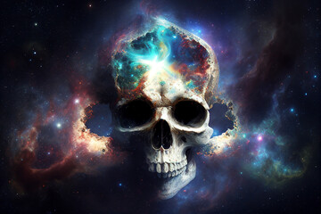 Skull and galaxy blend beautifully With Generative AI