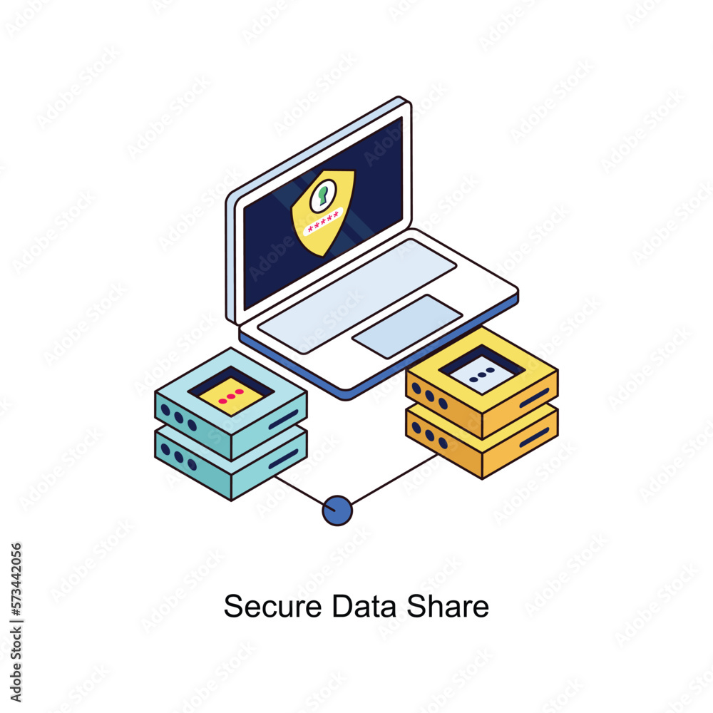 Poster secure data share vector isometric filled outline icon for your digital or print projects.