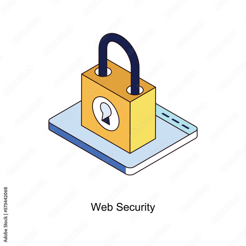 Poster web security vector isometric filled outline icon for your digital or print projects.