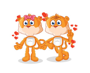 Obraz na płótnie Canvas tiger dating cartoon. character mascot vector