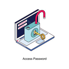 Access Password Vector Isometric Filled Outline icon for your digital or print projects.