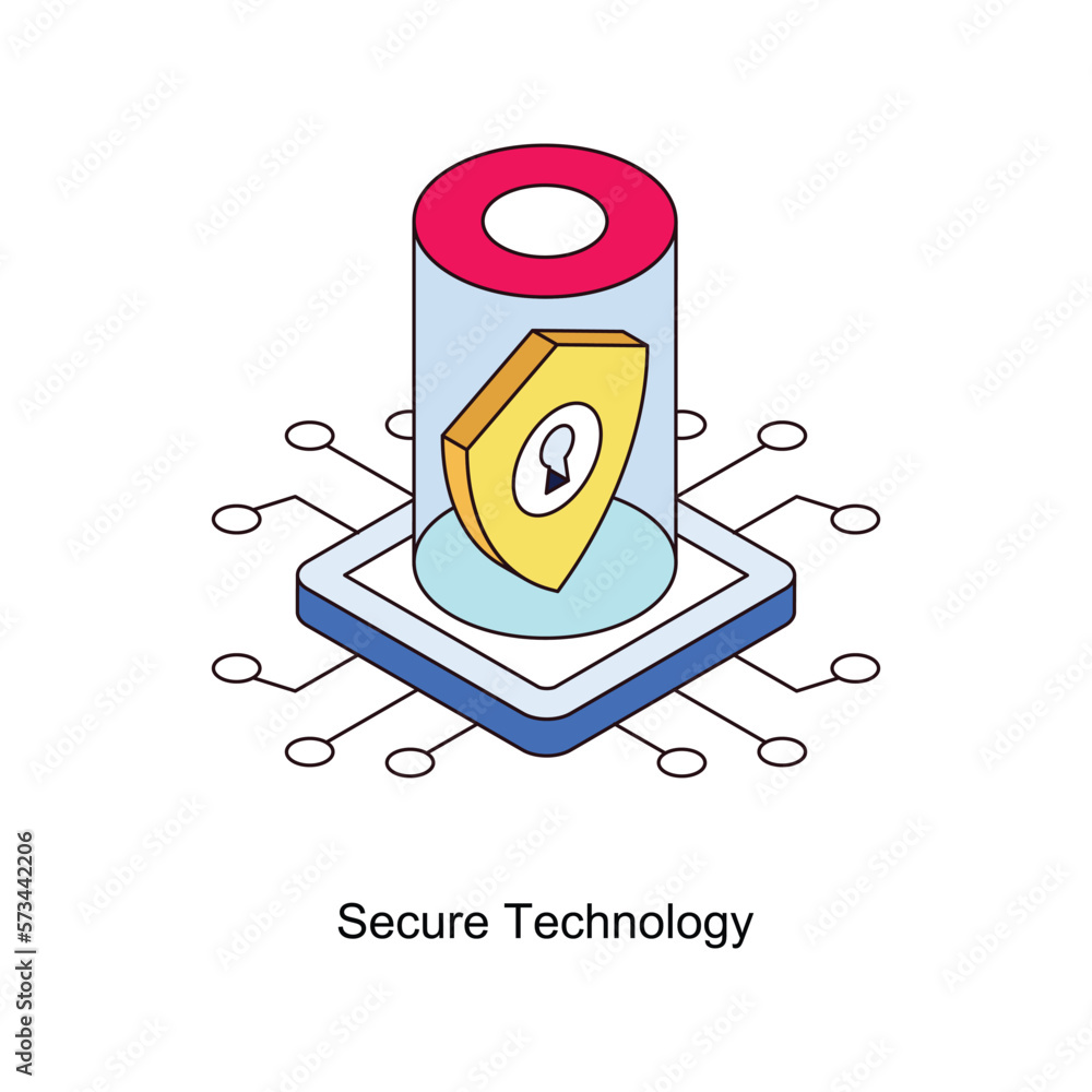 Poster secure technology vector isometric filled outline icon for your digital or print projects.