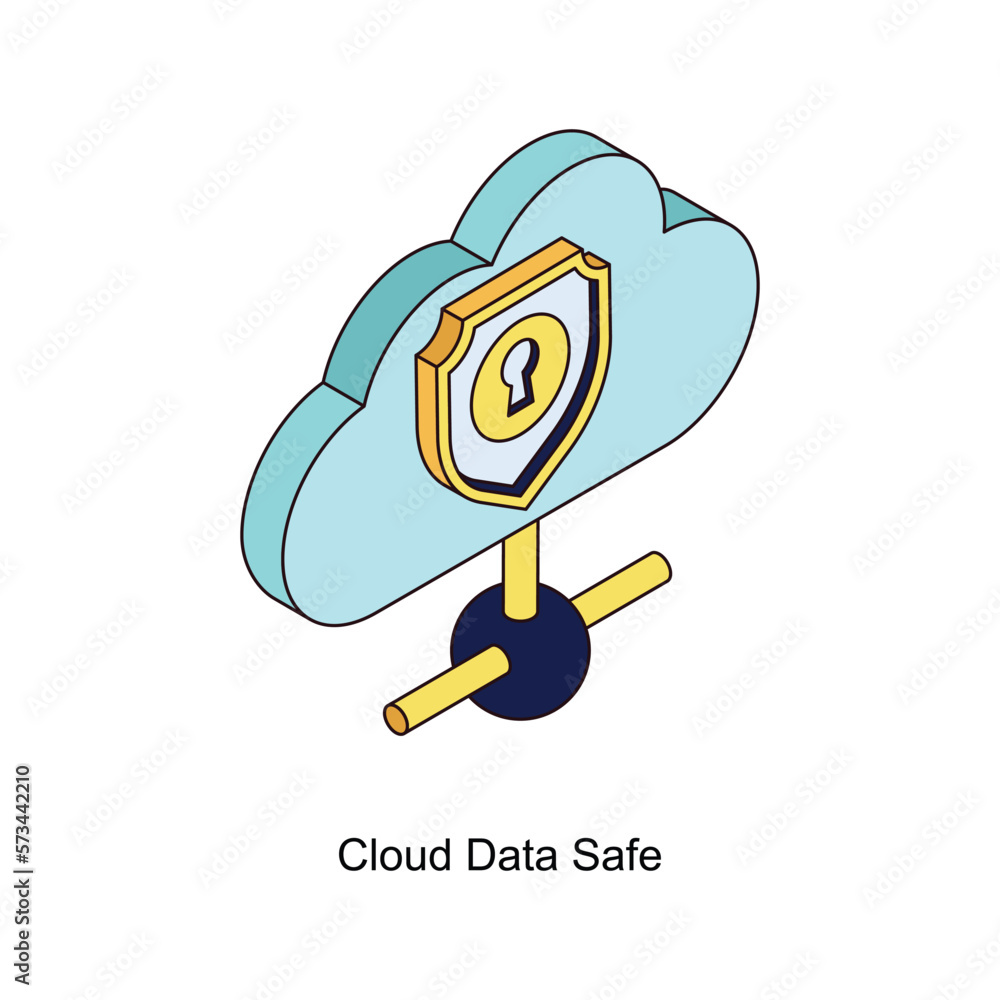 Poster cloud data safe vector isometric filled outline icon for your digital or print projects.