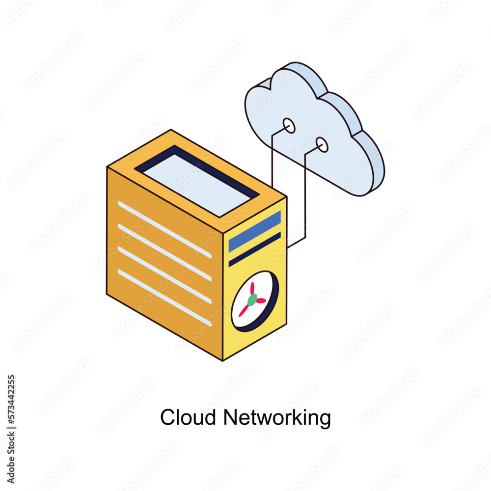 Poster cloud networking vector isometric filled outline icon for your digital or print projects.