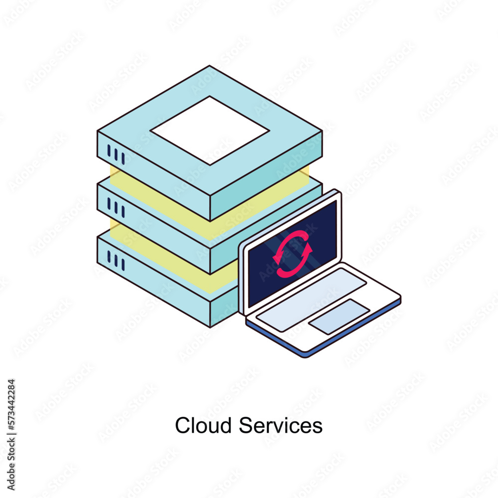 Poster cloud services vector isometric filled outline icon for your digital or print projects.