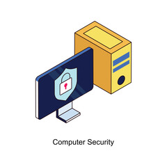 Computer Security Vector Isometric Filled Outline icon for your digital or print projects.