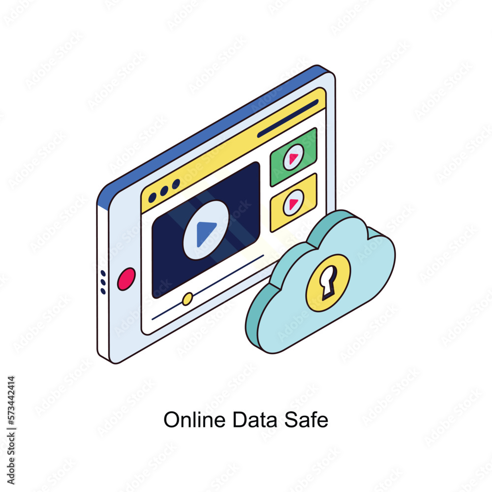 Poster online data safe vector isometric filled outline icon for your digital or print projects.