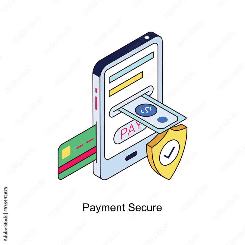 Poster payment secure vector isometric filled outline icon for your digital or print projects.