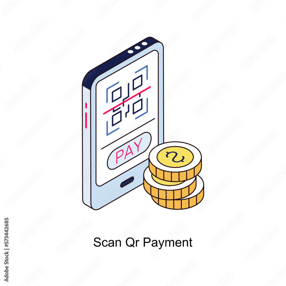 Poster scan qr payment vector isometric filled outline icon for your digital or print projects.