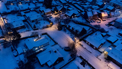 Residential area on a winter evening