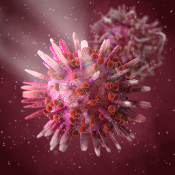 Medical background, Herpes simplex virus type one, herpesvirus family, causing oral herpes in humans, 3d rendering