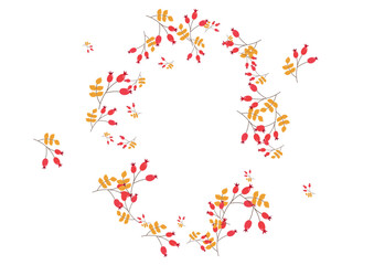 Red Leaves Background White Vector. Herb Forest Texture. Burgundy Leaf School. October Frame. Foliage Outline.