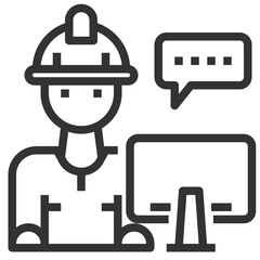 Simple engineering outline icon, specialist and staff related concept on the white background