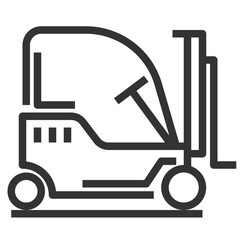 Simple forklift outline icon, machine nad truck related concept on the white background