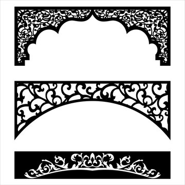 Laser cutting design for the temple, Mandir Jali, Partition arch for temple decoration vector