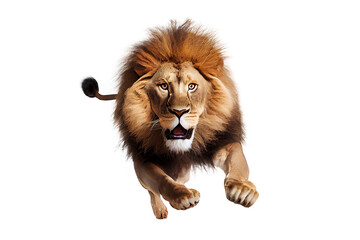 jumping lion isolated on background - obrazy, fototapety, plakaty