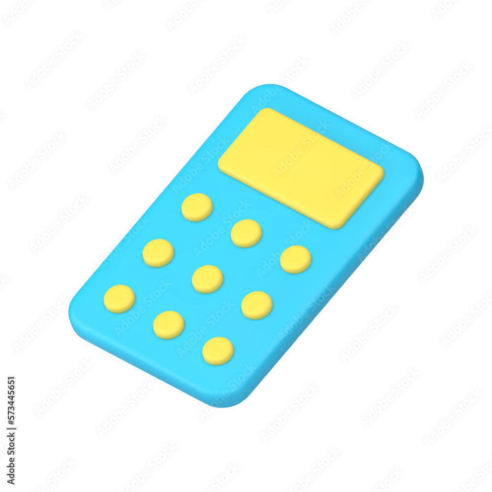 Poster electronic calculator math counting blue device with button display 3d icon realistic vector