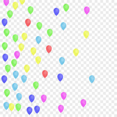 Bright Helium Background Transparent Vector. Confetti Reflection Background. Green Flying. Colorful Balloon. Surprise Anniversary Template.