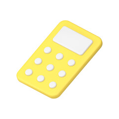 Calculating machine accounting financial budget yellow device with buttons 3d icon realistic vector