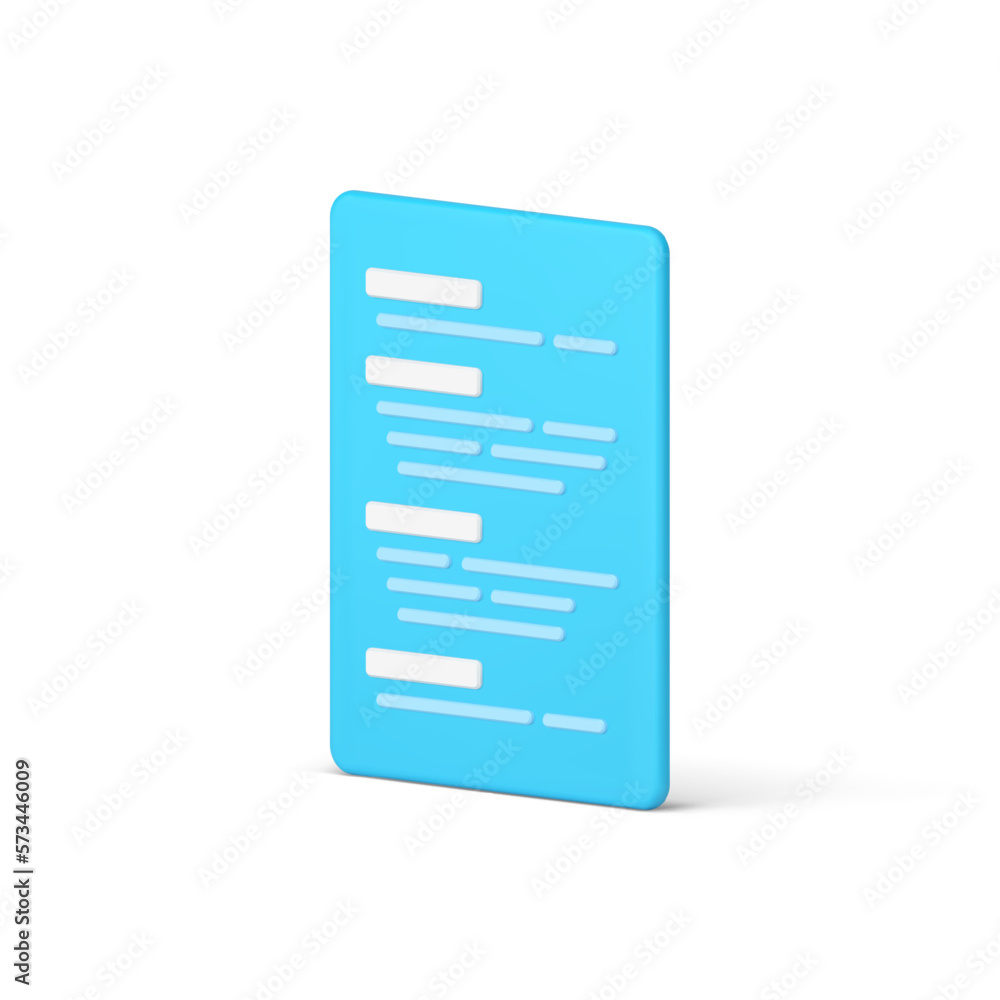 Poster paper document with text title planner organizer information sheet memo form 3d icon vector