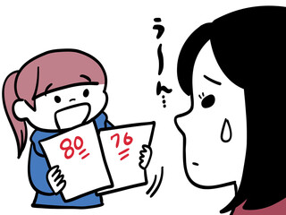 子供のテスト結果に不満な母親