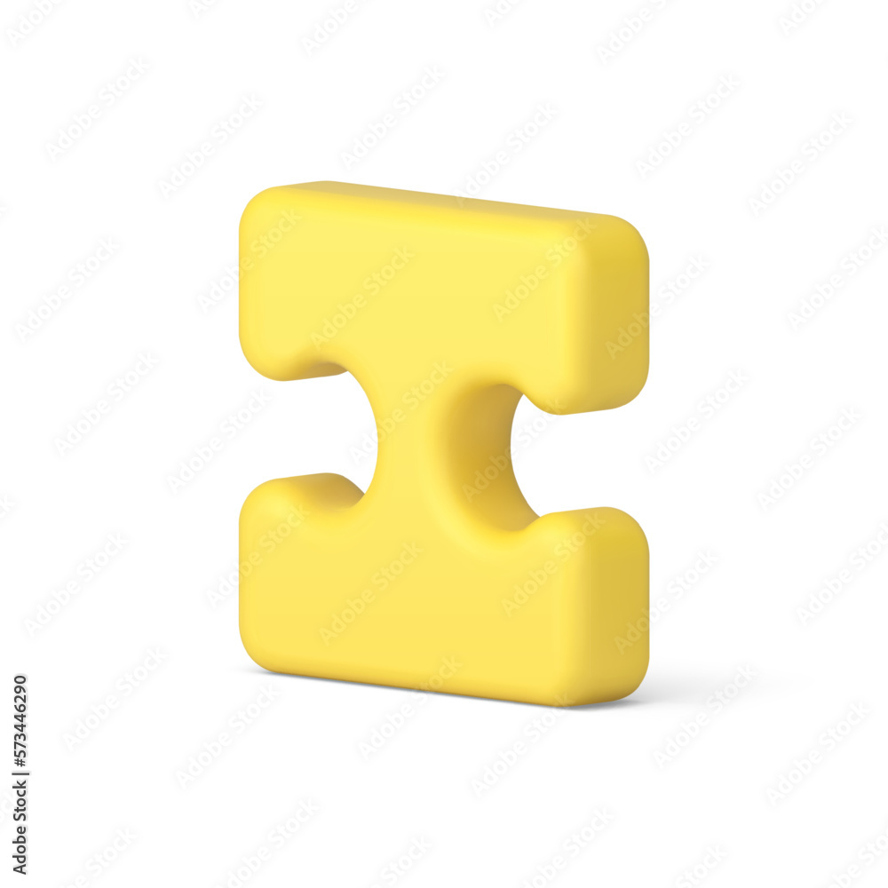 Poster jigsaw puzzle yellow piece join solution brainstorming challenge 3d icon realistic vector