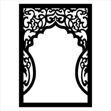 Laser cutting design for the temple, Mandir Jali, Partition arch for temple decoration vector