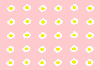 Cute fried egg pattern background. A pattern made of fried egg on a pink background. Fried egg pattern with pink background.