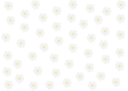 Seamless spring pattern with simple daisy on clear transparence background. Daisy flower seamless pattern on yellow background vector design.