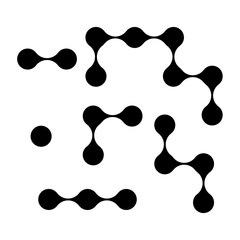 Metaball graph. Black simple dot isolated on white background. Circle shapes transition. Symbol connect. Electric drops. Blots degrade. Soft gradation metaballs. Parametric morph. Vector illustration