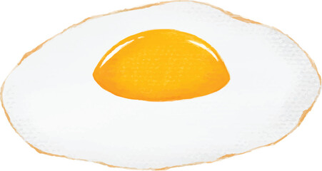Fried egg, Food hand drawn isolated on white background, vector illustration.