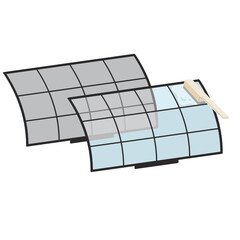 エアコンのフィルターを洗っているベクターイラスト