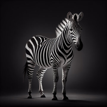 Picture of a zebra standing in studio as wildlife illustration (Generative AI)