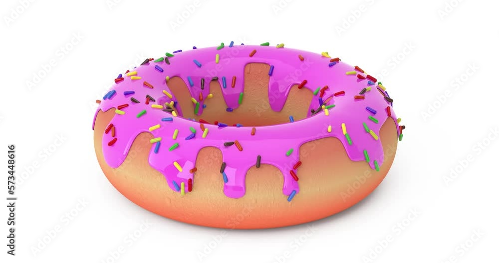 Poster 4k Resolution Video: Set of Big Glazed Donuts Seamless Looped Rotating on a white background with Alpha Matte