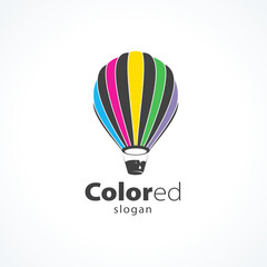 Fototapeta premium Colored theme logo air ballon colorful lines paint color