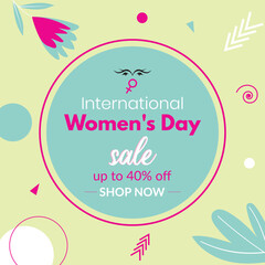 International women's day 40% discount sale offer vector image. Happy International women’s day discount sale