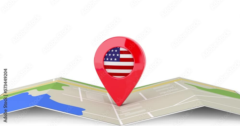 Poster 4k resolution video: united states of america travel concept. cartoon target map pointer pin with us