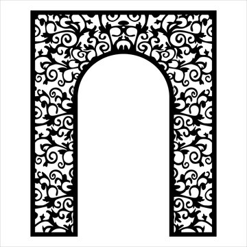 Laser cutting design for the temple, Mandir Jali, Partition arch for temple decoration vector