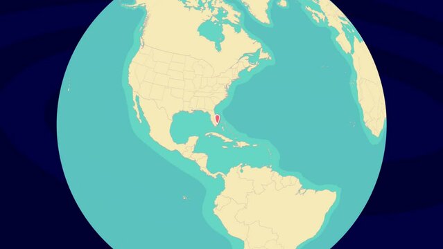 Zooming To Miami Location On Stylish World Globe