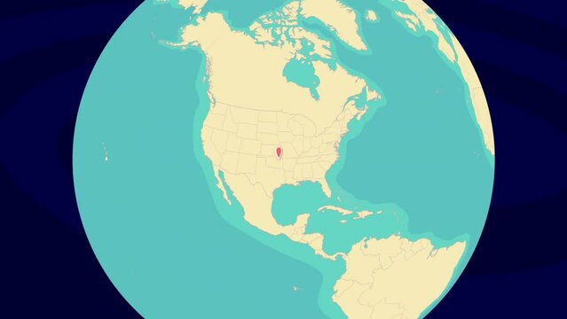 Zooming To Tulsa  Location On Stylish World Globe